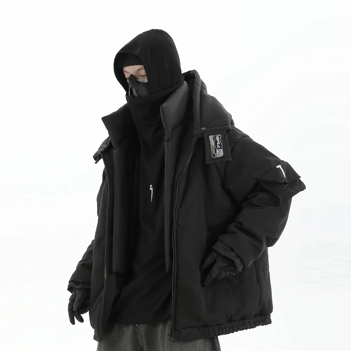 11 BYBB\'S DARK Hip Hop Winter Hooded Jacket Parkas Men Tactical Fake two Pieces Padded Parka Warm Thick Hooded Coat Techwear