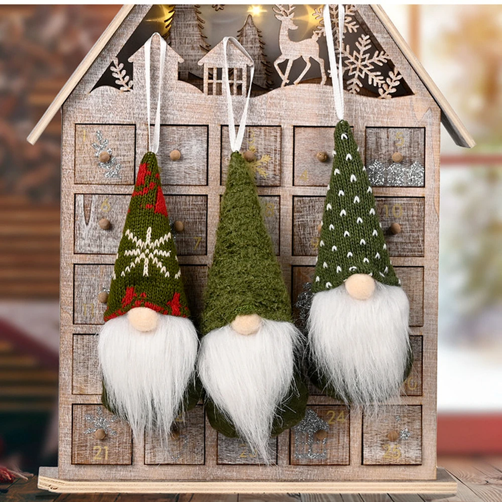 3Pcs Christmas Mini Doll Gnome Christmas Tree Pendant Pink Plush Doll Pendant Home Christmas Decoration Navidad 2024 Natal