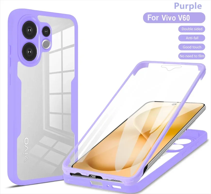 Universal 3-in-1 360° Transparent HD Screen Protector Case with PC+TPU Back Cover