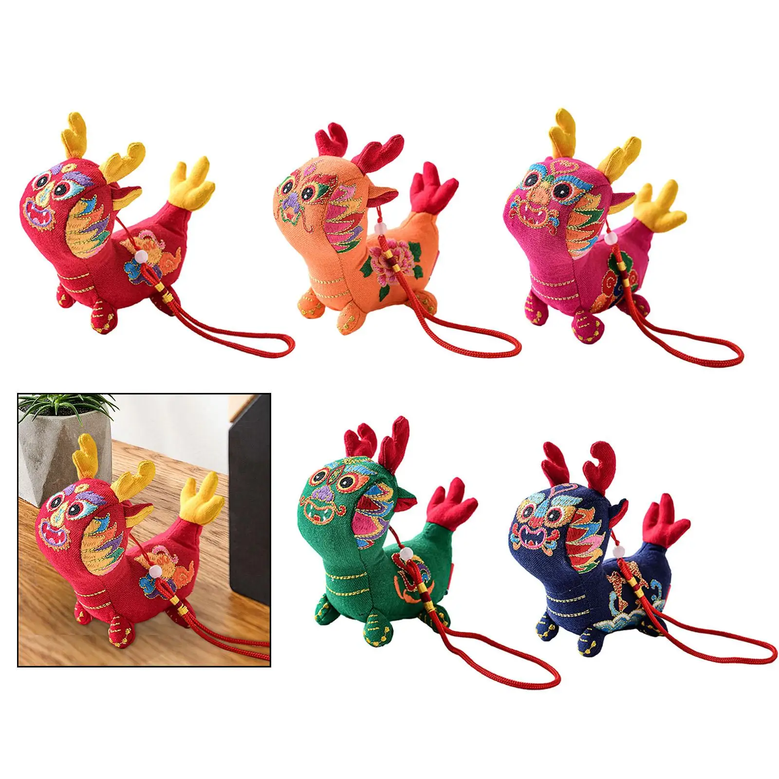 New Year Dragon Stuffed Animal Doll, Chinese Dragon Plush Toys Pendant New Year Decoration Zodiac for Festive Souvenir