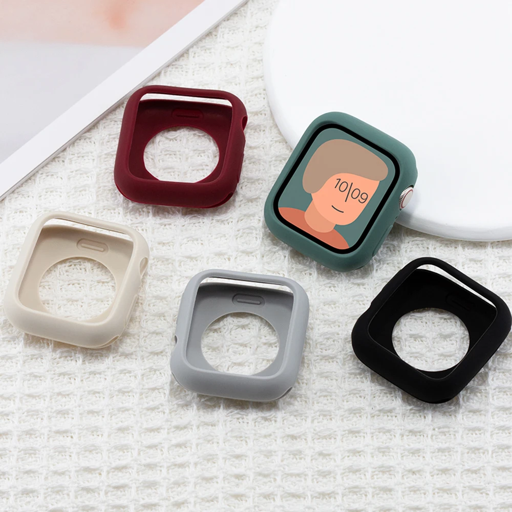 Soft Silicone Protective Case for Apple Watch - Flexible Bumper Shell Cover