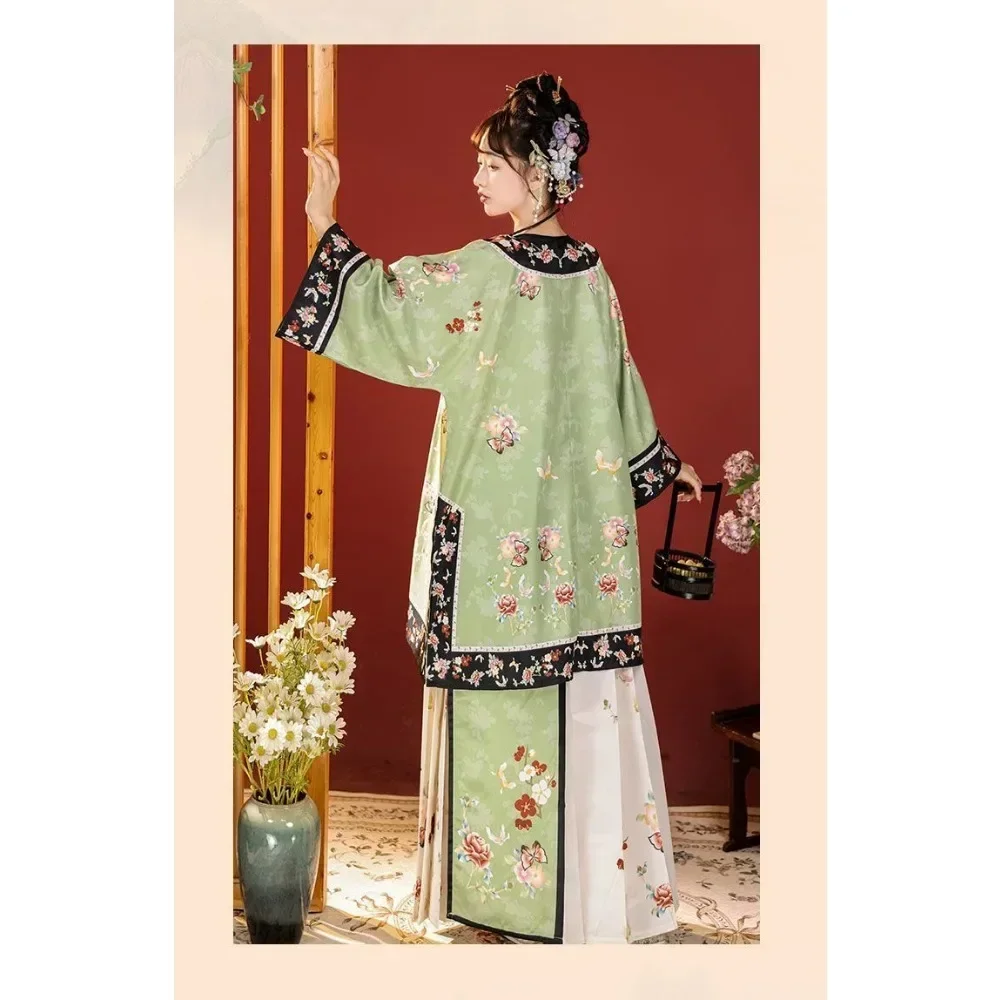 Traditional Chinese Clothing Women Clothes Ethnic Style Vintage Qipao Top Horse Face Skirt 2 Piece Set Cosplay Hanfu Suit Dress