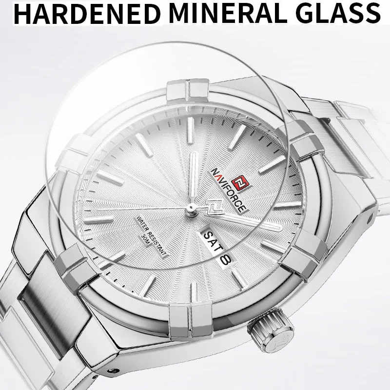 New Style Naviforce Men's Fashion Casual Quartz Wristwatch Waterproof Steel Band Top Brand Clock Relogio Masculino With Gifts, Alina Gadgets