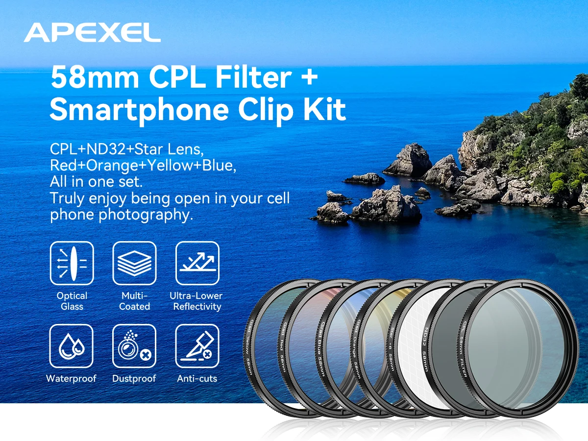 Apexel 58mm Phone Filter Kit (APL-58STAR)
