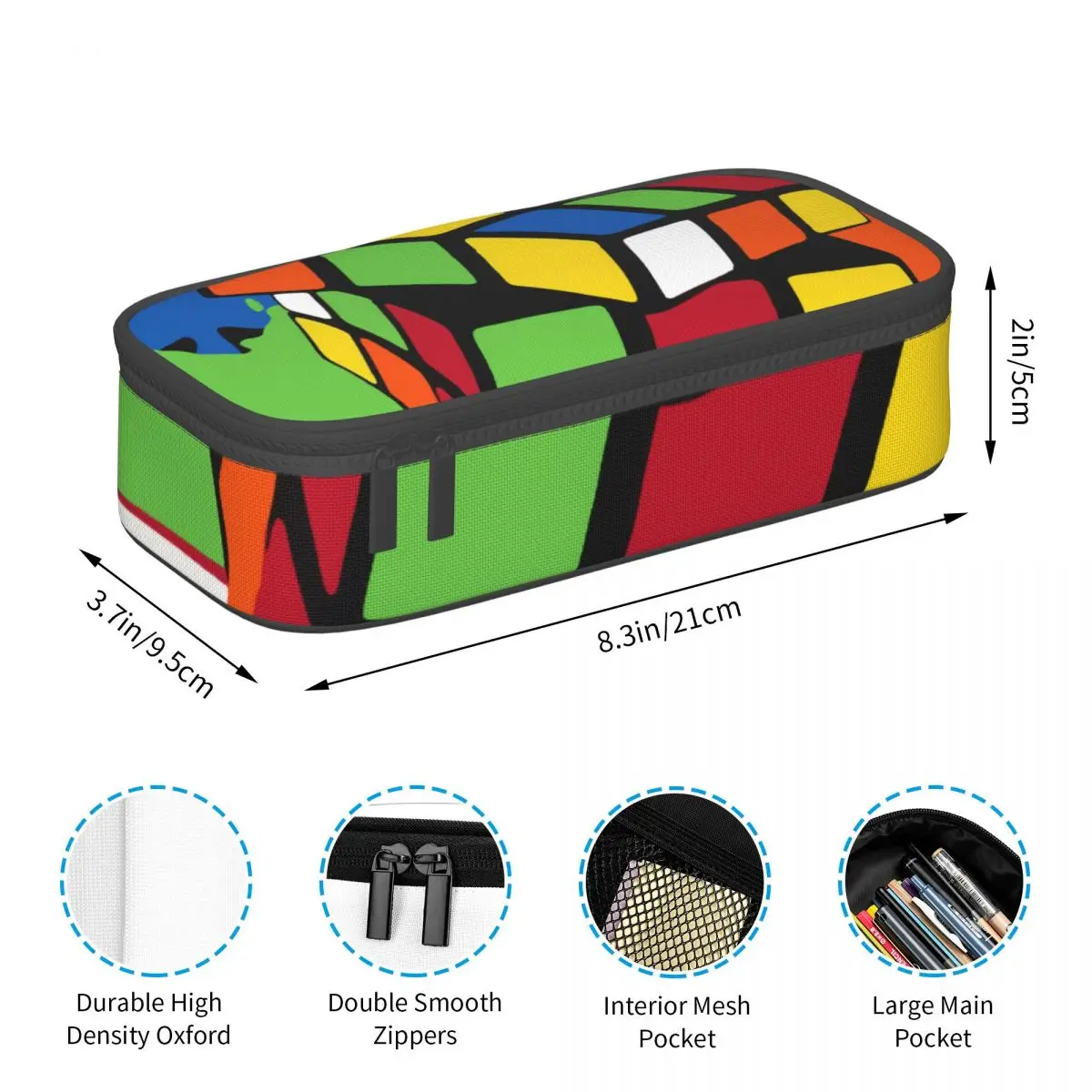 Kawaii Melting Rubiks Cube Pencil Cases for Girl Boy Large Storage Geometric Math Magic Pencil Pouch Stationery