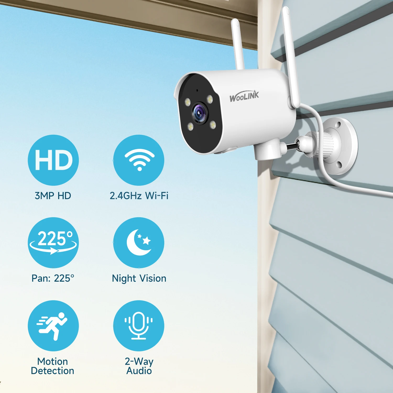 Bullet WiFi Camera Outdoor Wireless Home Security IP Camera 2K HD PIR Human Detection Camera CCTV 2 Way Audio 5V Plug Power 2