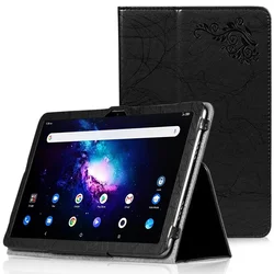 Embossed Tablet Cover with Hand Strap for TCL Tab 10 Gen 2 (Black)