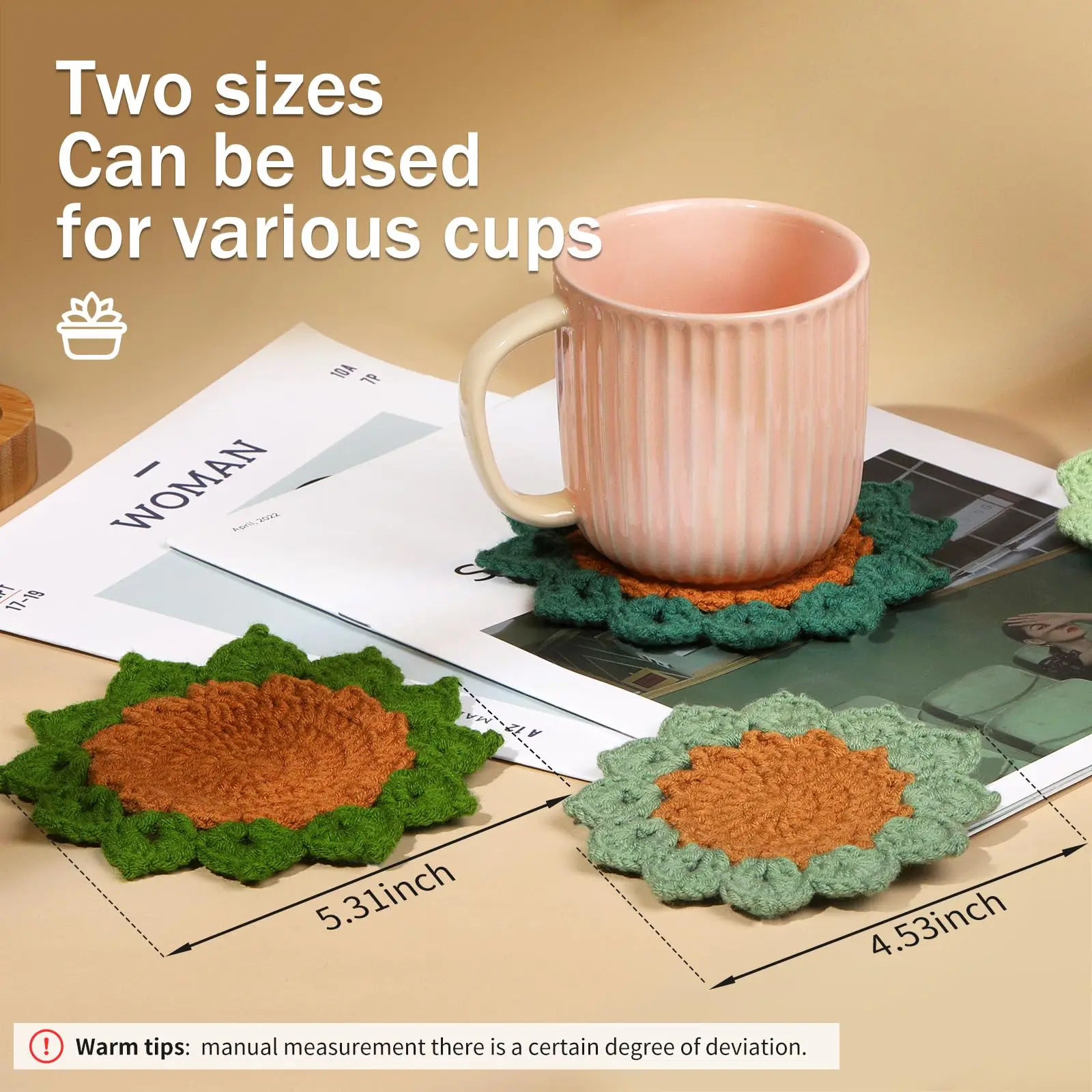 6pcs Coasters in a Plant Pot Crochet Start Kit Complete Beginner Crochet Kit with Hooks Yarn Clear Video Tutorials