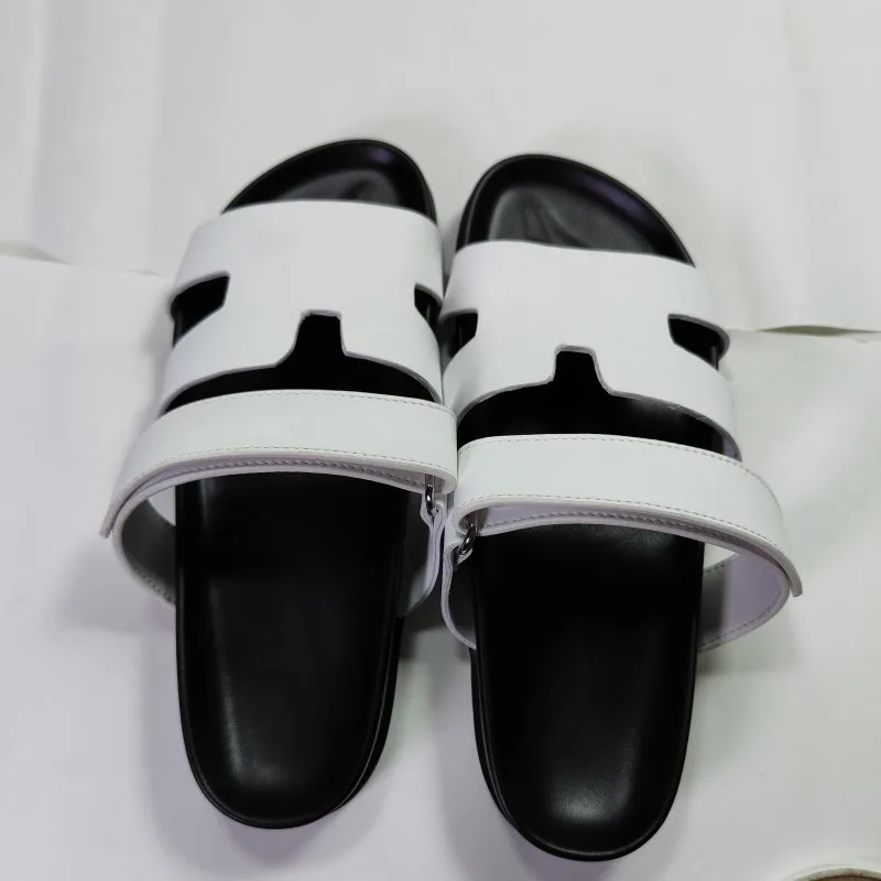 Summer new high quality women's sandals slippers Flat flip-flops Fashion women's crocodile leather beach sandals Summer shoebox