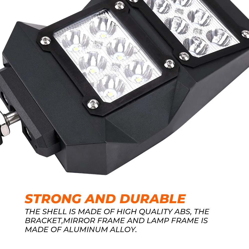 UTV 백미러 LED 라이트, Polaris RZR XP 1000 레인저, Can-am X3, Cfmoto, Arctic Cat과 호환 가능, 1.5 인치-2 인치