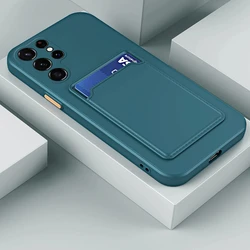 Premium Soft Silicone Wallet Phone Case with Card Holder for S20 Plus (Dark Green)