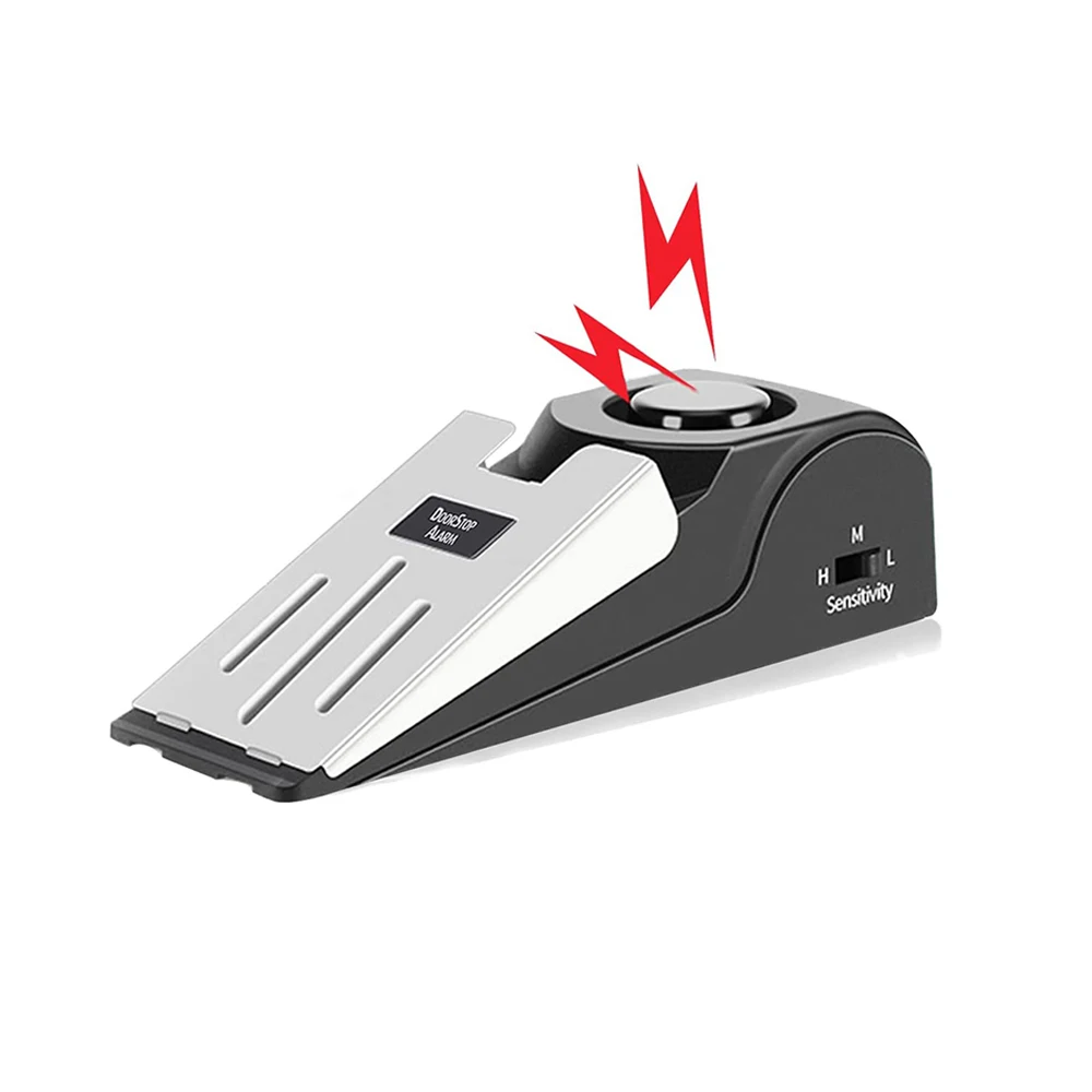 Door Stopper Alarm Portable 120db Wedge Security Floor Door Stops Adjustable Sensitivity for Home Dormitory Traveling 1Pc