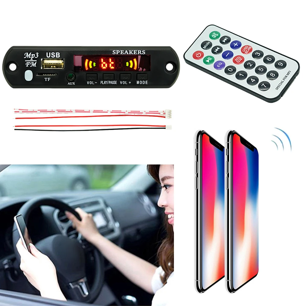 리모컨 포함 무손실 오디오 모듈, USB TF FM 라디오, 블루투스 호환 5.0 무선 음악 플레이어 모듈, 5 V, 12V