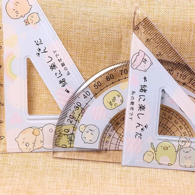 4pcs/set Cartoon Straight TRIANGLE Ruler Students Wiriting triangle ruler,ruler set