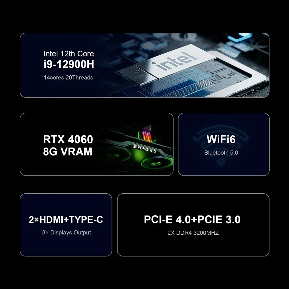 Chatreey G2 Mini PC Intel Core i9 12900H  With Nvidia RTX 4060 Gaming Desktop Computer PCIE 4.0 Wifi 6 BT5.0 Windows 11 3