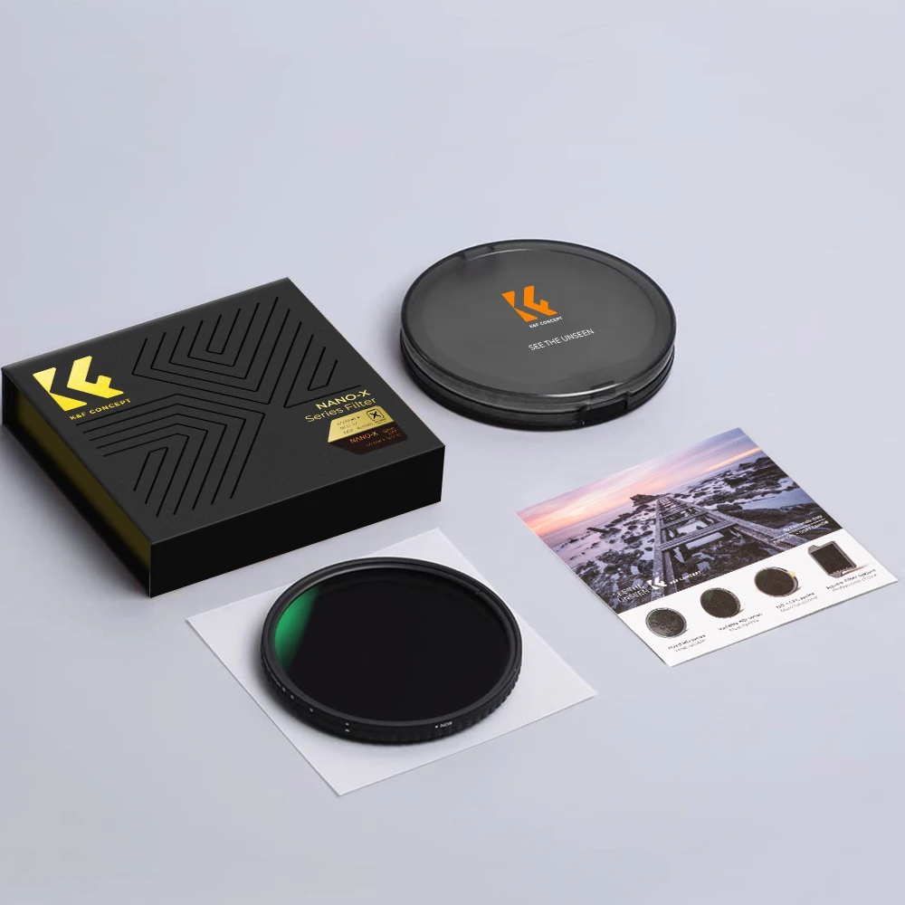K&F Concept Variable ND2-ND32 Neutral Density Filter (Nano-X) 58mm 67mm 72mm 77mm 82mm 28-Layer Water And Scratch Proof Coatings 6