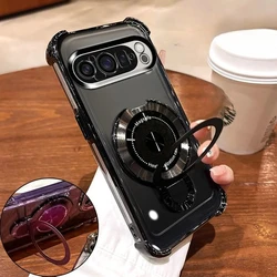 Enhanced Magnetic Shockproof Clear Case with Plating and Silicone Cover - Google Pixel 9a (Black)