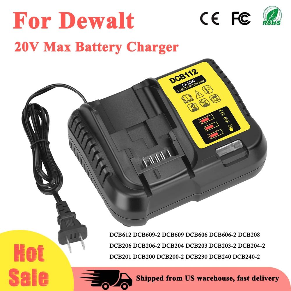 Dewalt 20v Battery Charger for DCB115 DCB101 DCB105 DCB107 Compatible for Dewalt 12V/20V MAX Li-Ion Battery for charger adapter,battery charger