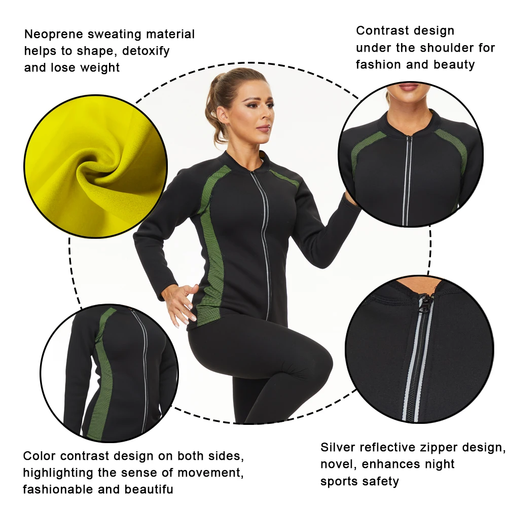 NINGMI Women Sauna Shirt Waist Trainer Sweat Shirt for Weight Loss Hot Thermo Shirt Fitness Shaperwear Fat Burning Sauna Jecket