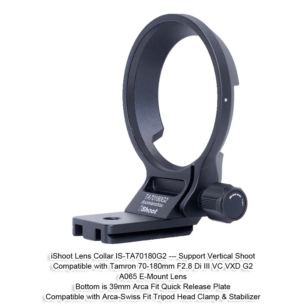 

iShoot Lens Collar Tripod Mount Ring Support for Tamron 70-180mm F2.8 Di III VC VXD G2 A065, with Arca-Swiss Quick Release Plate