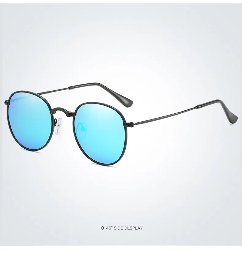 Klassische Vintage Runde Polarisierte Sonnenbrille Männer Marke Designer Polaroid Sonnenbrille Frauen Metall Rahmen Schwarz Objektiv Brillen_voghion.com