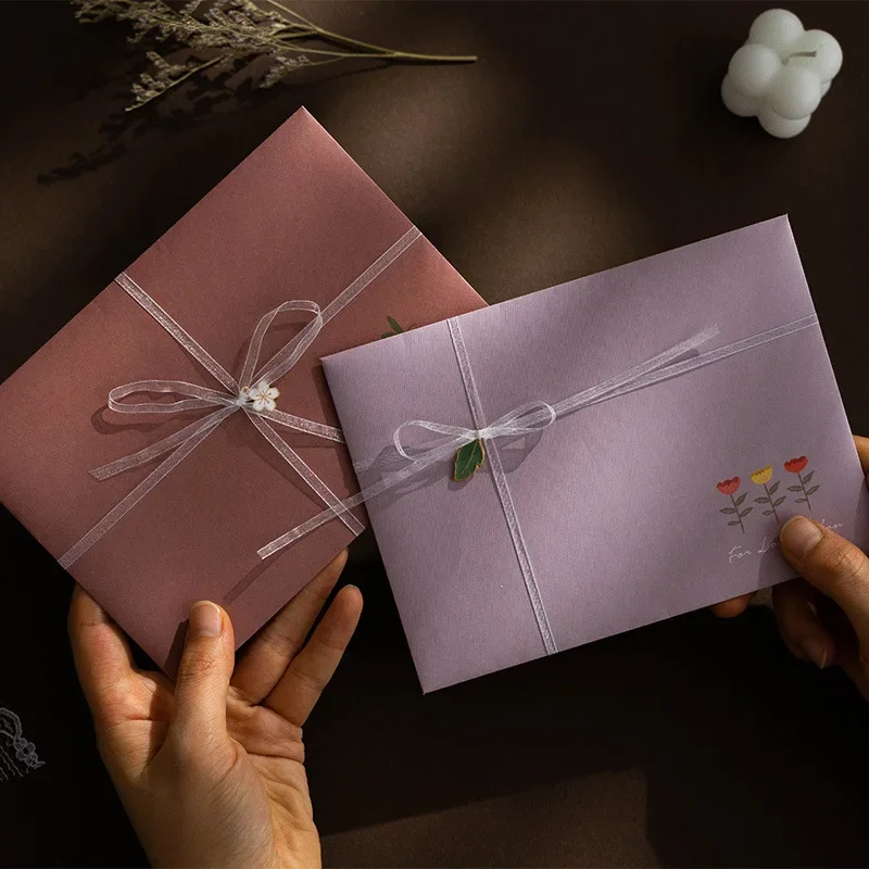 Juego de 12 sobres florales Ins, almohadillas con letras Kawaii, DIY, para invitaciones de fiesta de boda, sobres con pegatinas, papelería coreana