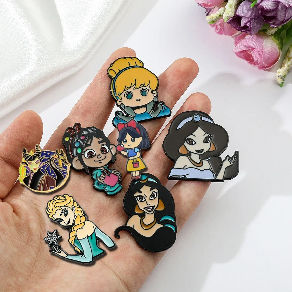 

Disney Princess The Beast Elsa Enamel Pins Badges on Backpack Lapel Pin Clothes Brooches for Women Jeans Accessorie Jewelry Gift