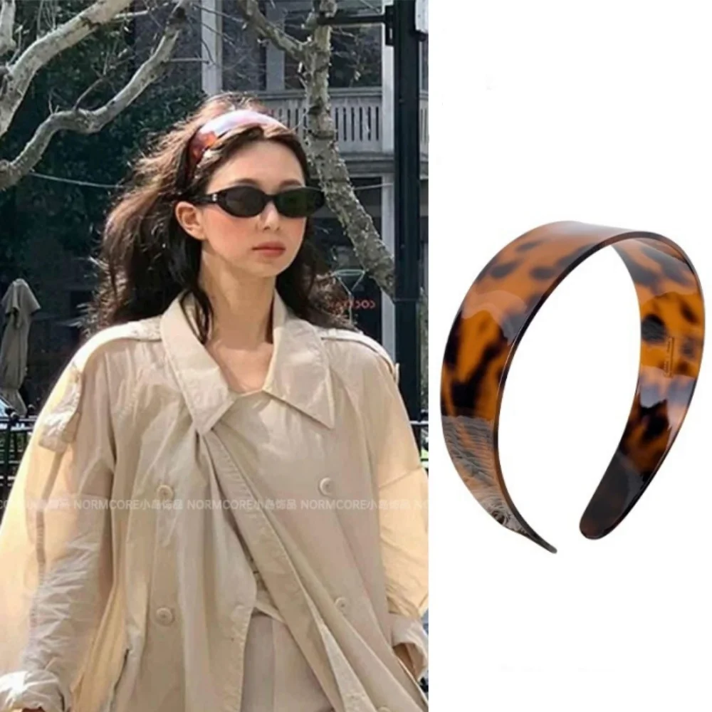 Stirnband mit Leopardenmuster, modischer breiter Haarreif, Acetat-Stirnband, Retro-Mode-Stirnband für Hochzeit, Büro, Party – Detail 10