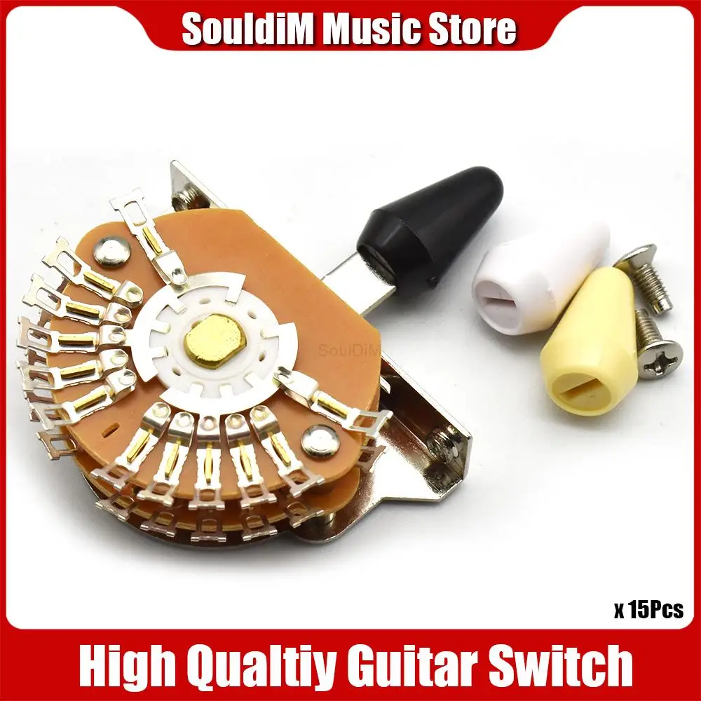 

15 Pcs Guitar Toggle Switch Guitar 5-way 24 Legs Pickup Selector 4-Pole Double Wafer for ST/TL Guitar with Black/Ivory/White