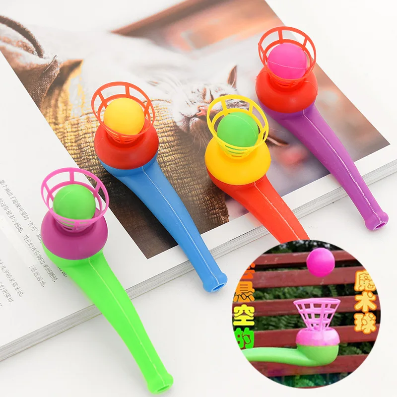 Floating Blow Ball Children's Toy, 5PCS Plastic Pipe Balls Toys Kid Blow Blowing Gift