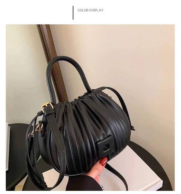 Borsa a secchiello plissettata da donna borsa a tracolla versatile_voghion.com