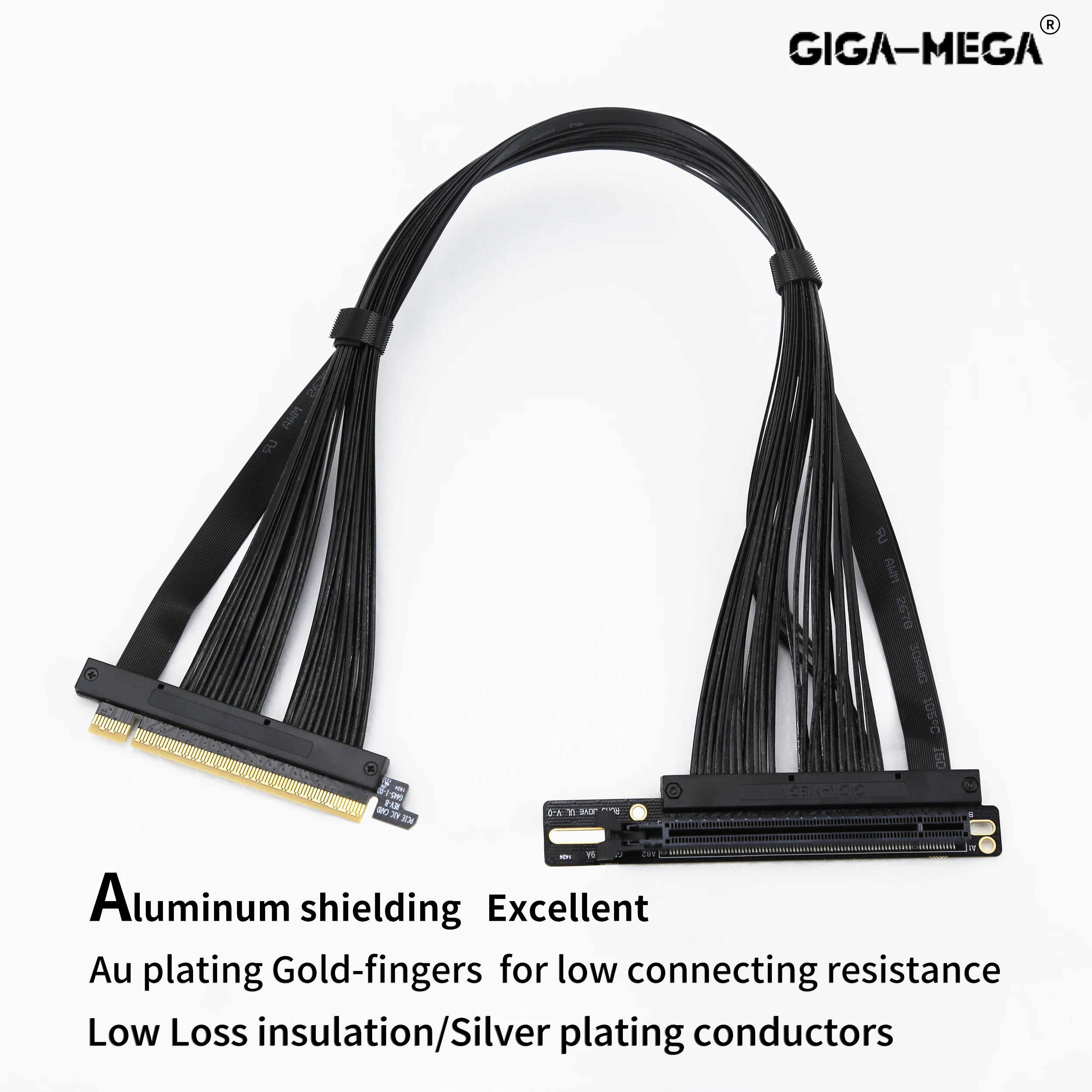PCI-E 4.0 X16 Server Graphics Card Extension Cable GEN4 for AI Server Left Angle Socket 3.0 Gen3 Compatible/BLACK