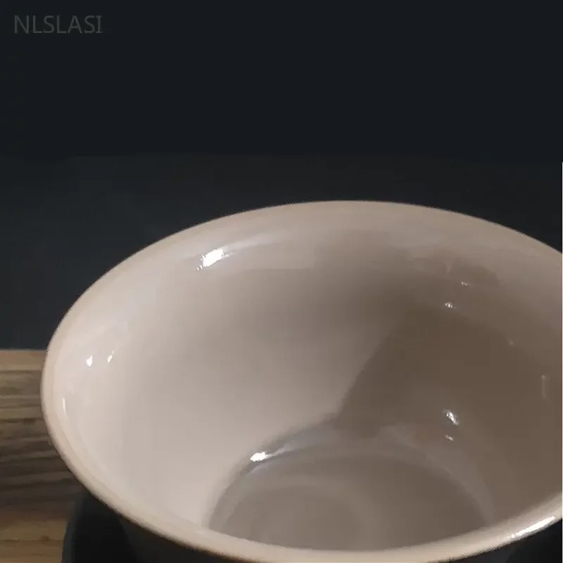 150ml Black Ceramics Gaiwan Teacup Household Handmade Tea Cups with Lid Customize Porcelain Teaware Portable Tea Infuser