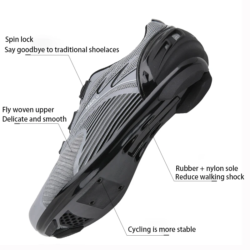 Professional Men Cycling Shoes Road Spd Gray Breathable Mesh Racing Bike Self-Locking Women Cleats Mountain Sneaker Zapatillas 3