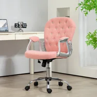 Vanity Office Chair Tufted Backrest Swivel Rolling Height Adjustable, Pink 2