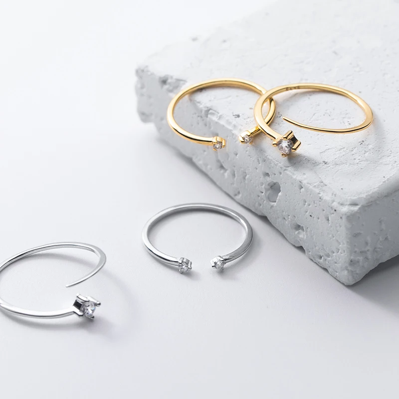 Women Silver Ring Gold Plated Silver Ring 925 Sterling Silver Zircon Finger Ring