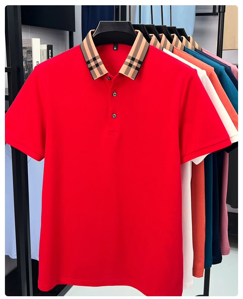 High quality striped lapel short sleeve T-shirt men's summer comfort fashion trend loose casual new breathable luxury polo shirt 28 S23df702661a14e06b95db56916975fa4G