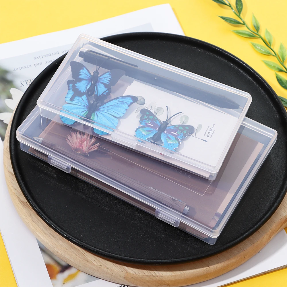Ins Desktop Organizer Sticker Tape Storage Box Pencil Box Transparent Desk Storage School Office Supplies