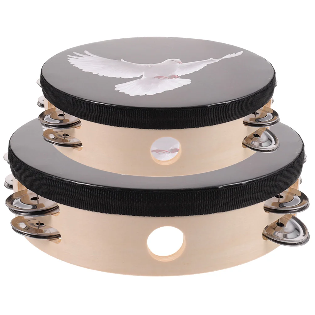 

2 Pcs Double Hand Tambourine Percussion Drum Row Instruments Metal Child Tambourines for Church
