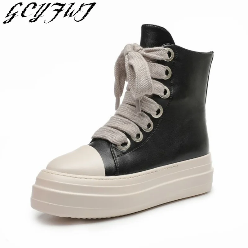 

Женские ботинки с высоким верхом на толстой платформе с круглым носком и перекрестной шнуровкой, уличная женская обувь, универсальные модные женские ботинки