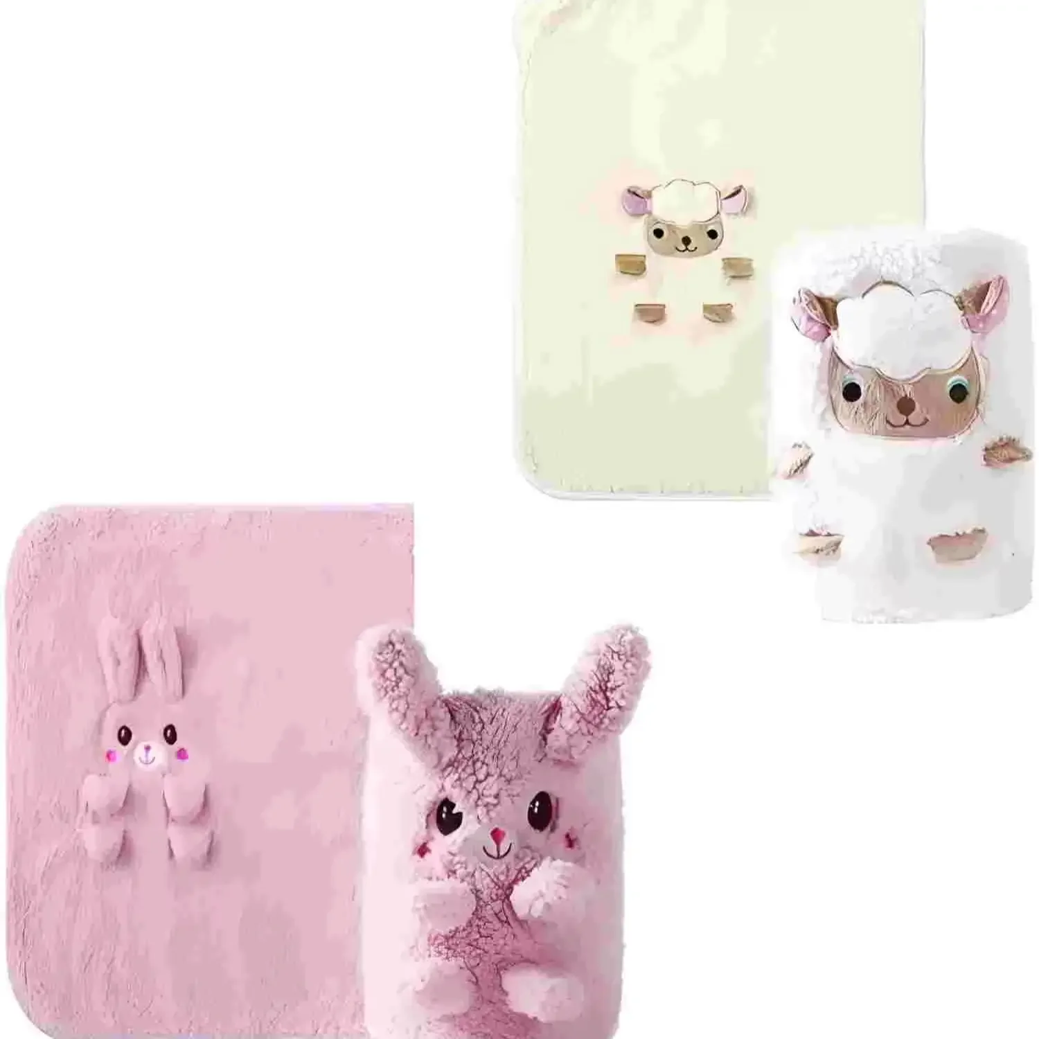 2-Pc Organic Wool Baby Blanket Set 'Find aFriend'-Bunny & Sheep Design for Newborns & Toddlers