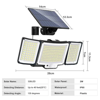 348LED Solar lamp outdoor security light with motion sensor waterproof 126/328LED powerful spotlight solar for garden Garage 2