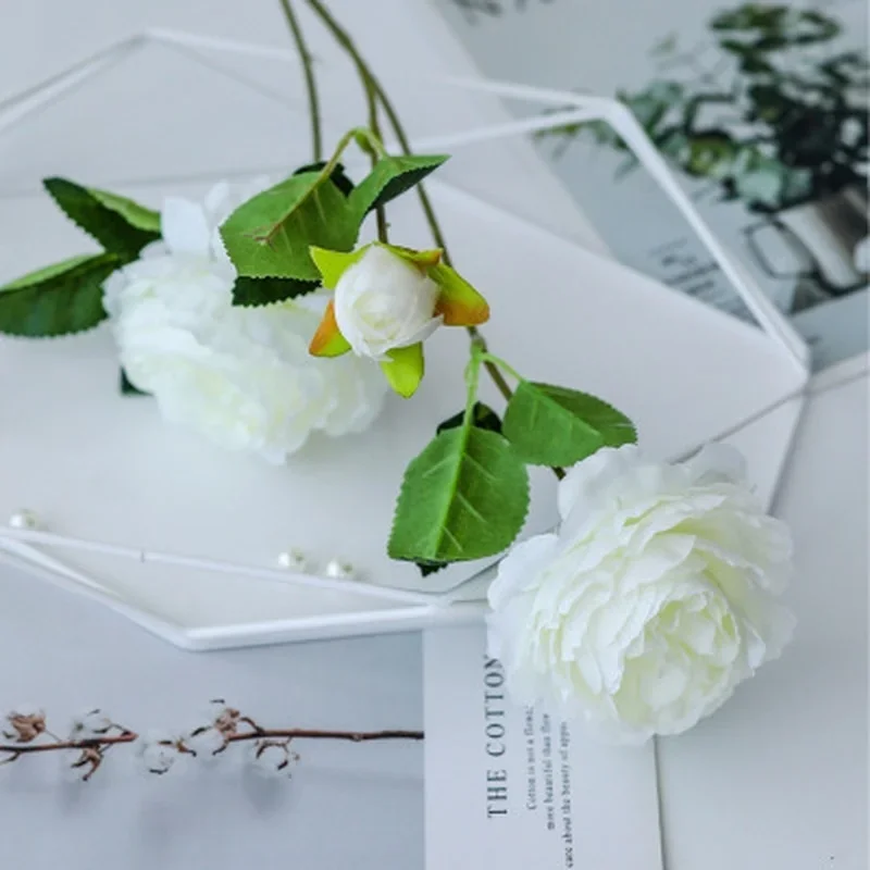 3 Heads Rose Party Hotel Decoration Pretty Artificial Peony Flower Practical Wedding Bride Holds Flowers Household Ornament