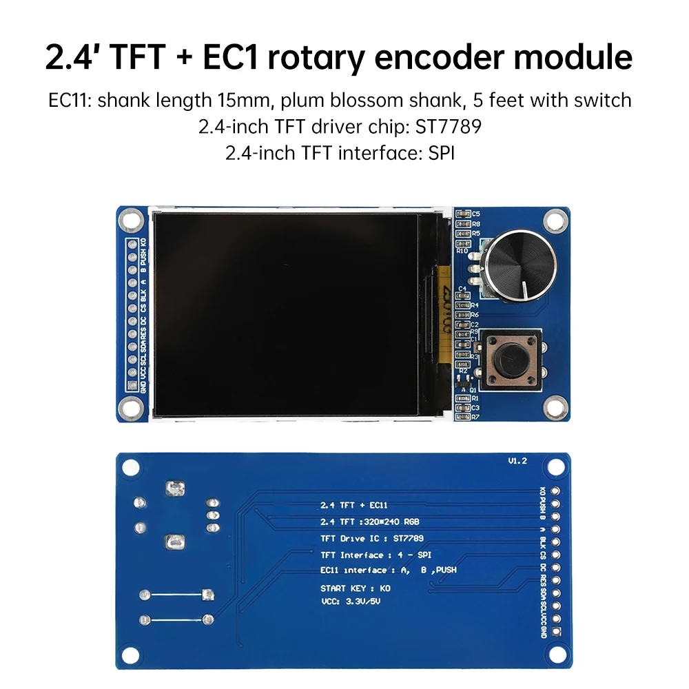 EC11 로터리 엔코더 조합 모듈이 포함된 1.8인치 2.4인치 TFT 디스플레이 화면 Arduino용 SPI 인터페이스 LCD 디스플레이 화면