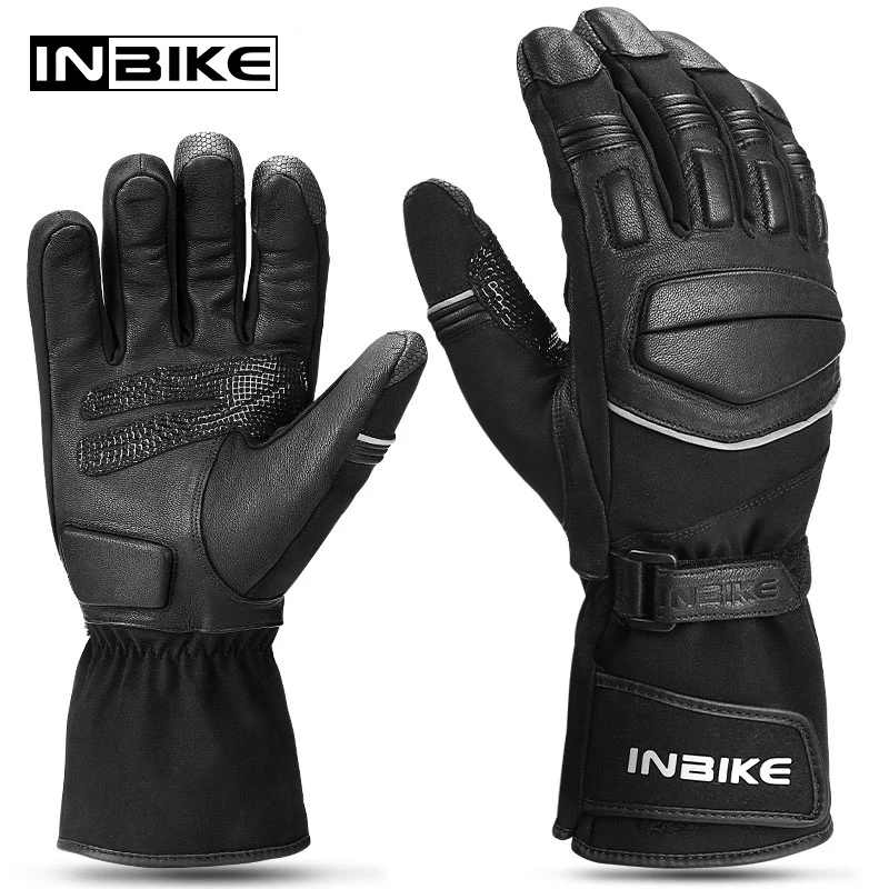 Winter Warm Motorcycle Gloves Waterproof Gloves Carbon Fiber Windproof  Leather Guantes Moto Invierno Reflective Touch Operation