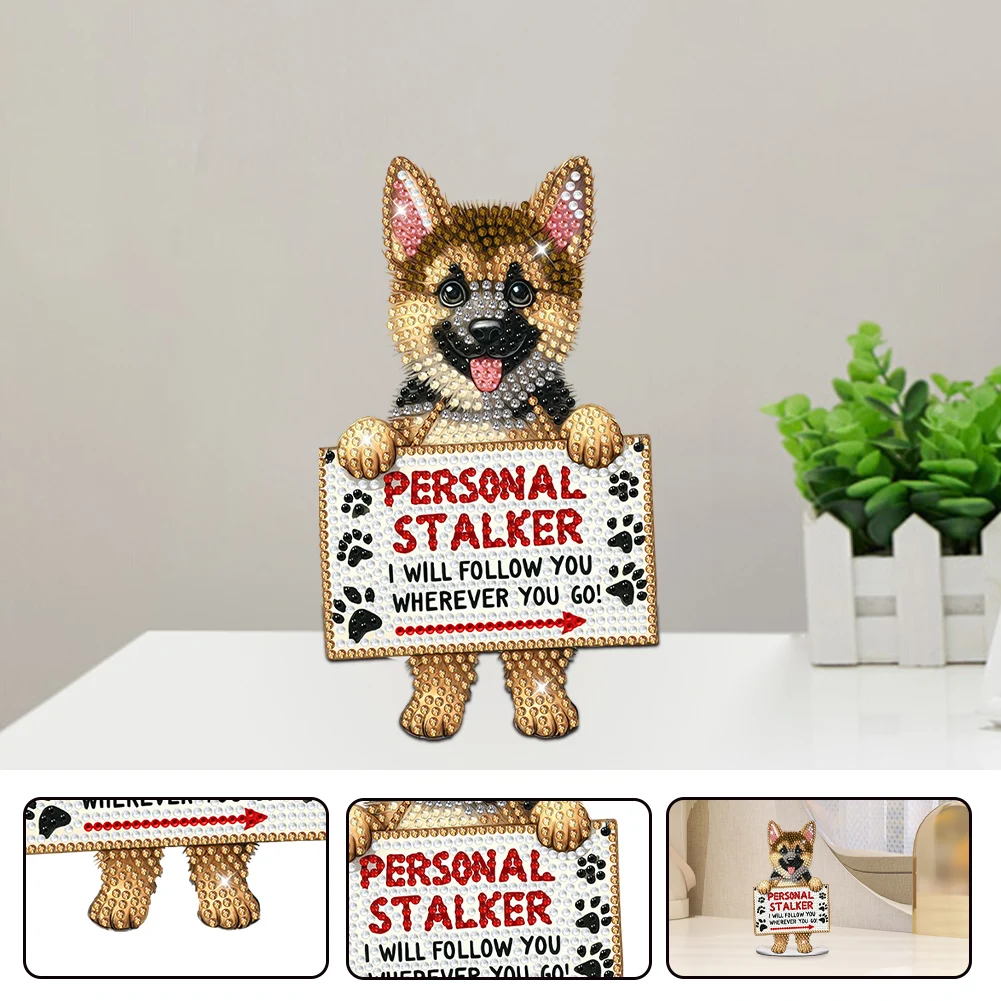 Acrylic Shaking Head Christmas Dog 5D DIY Diamond Art Tabletop Decorations Diamond Painting Desktop Decors for Home Office Decor