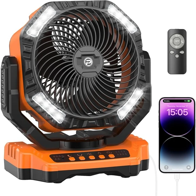 40000mAh Rechargeable Camping Fan, Battery Operated Oscillating