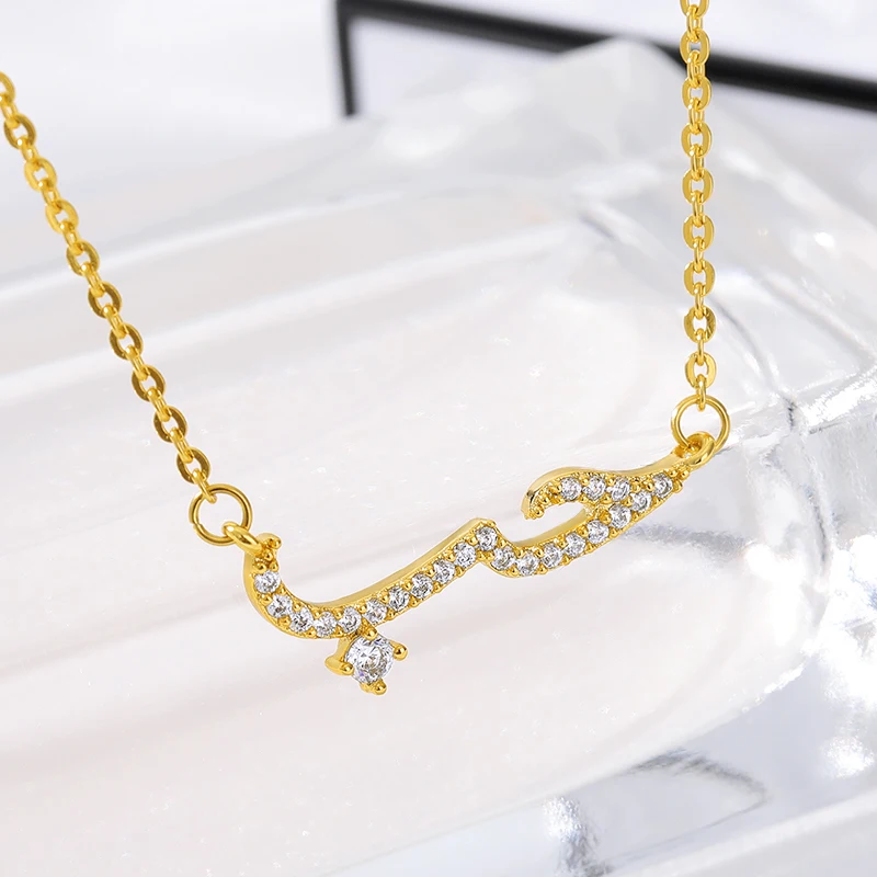 Luxe Shiny Crystal Arabisch Hanger Ketting Liefde Voor Vrouwen Rvs Ketting Fashion Vintage Ketting Sieraden Paar Geschenken