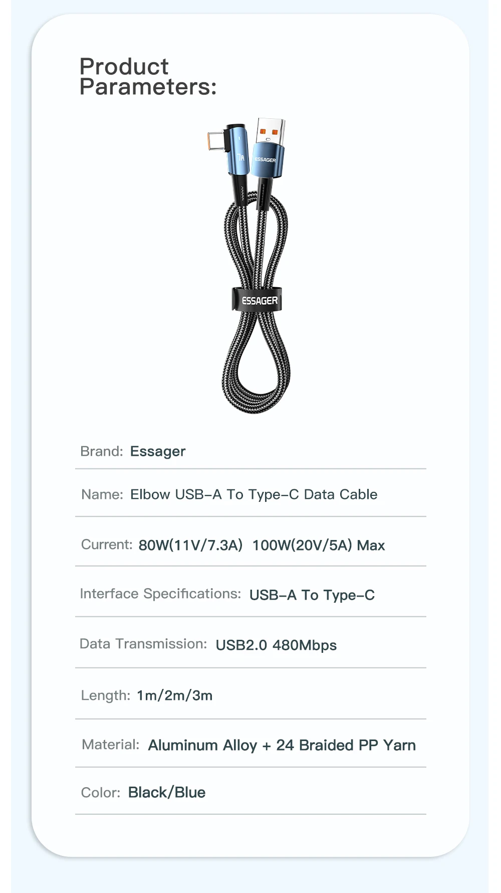 Essager 7A USB C Kabel Für OPPO 100W Schnelle Ladekabel Für Honor Huawei P40 Oneplus Realme 90 Grad handy Ladekabel – Detail 14