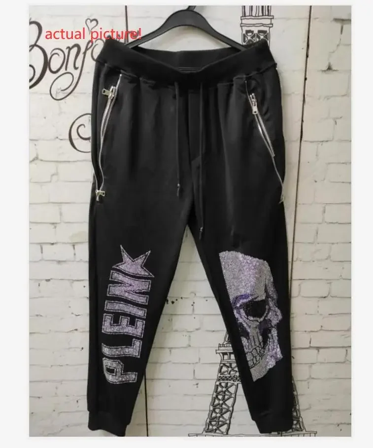 

Pants Men Elastic Waist Streetwear Joggers Anime Rhinestones Casual Trousers Dropshipping